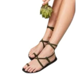 Reformation x Parme Marin Camila Gladiator Sandals 8 Olive Green Suede NWT